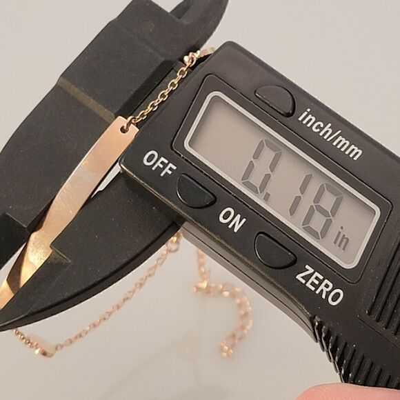 New Rose Gold Stainless Steel Delicate Heart Chain ID Bracelet - Picture 5 of 8